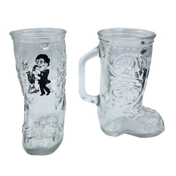 Vintage Boots Randolph Yakety Sax Jazz Music Player Glass Boot Tumbler w/ Handle - Picture 1 of 10